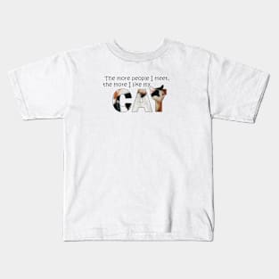 The more people I meet the more I like my cat - black and white cat oil painting word art Kids T-Shirt